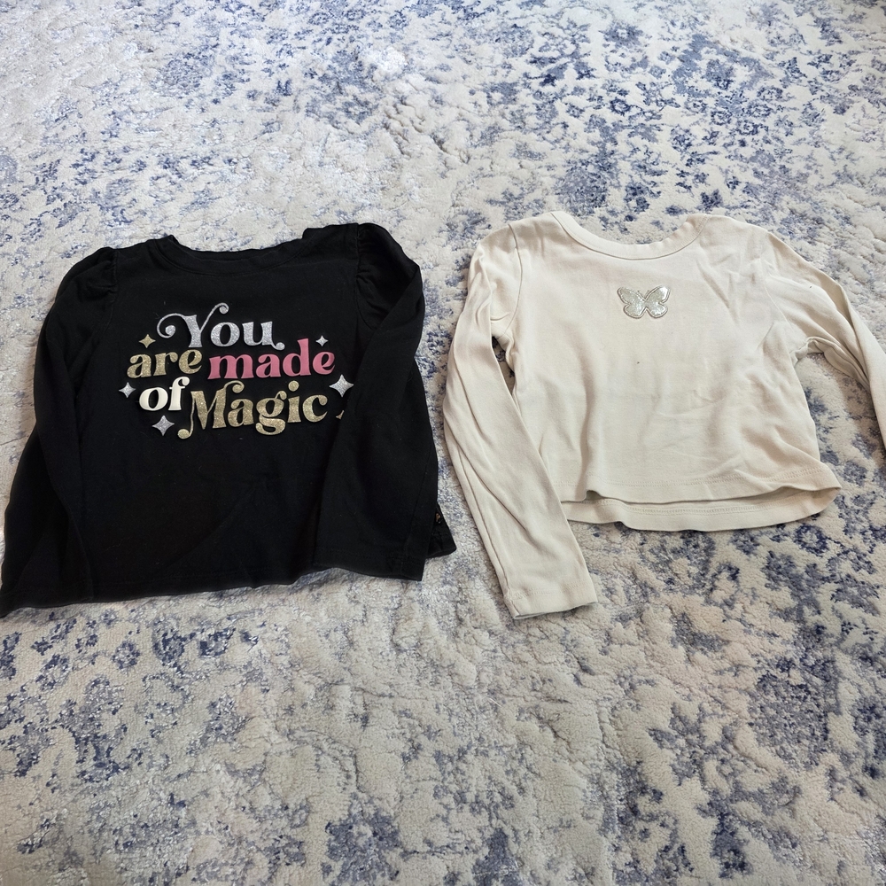 GAP Kids' Bundle Of Black and Cream Long Sleeve Tops - Size 4 - 5